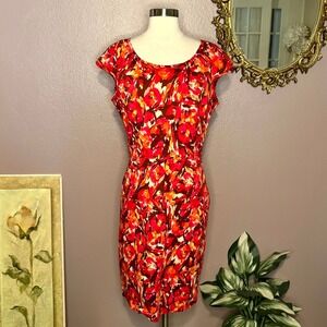 Madison Leigh Floral Print Short‎ Sleeve Sheath Dress Size 16
